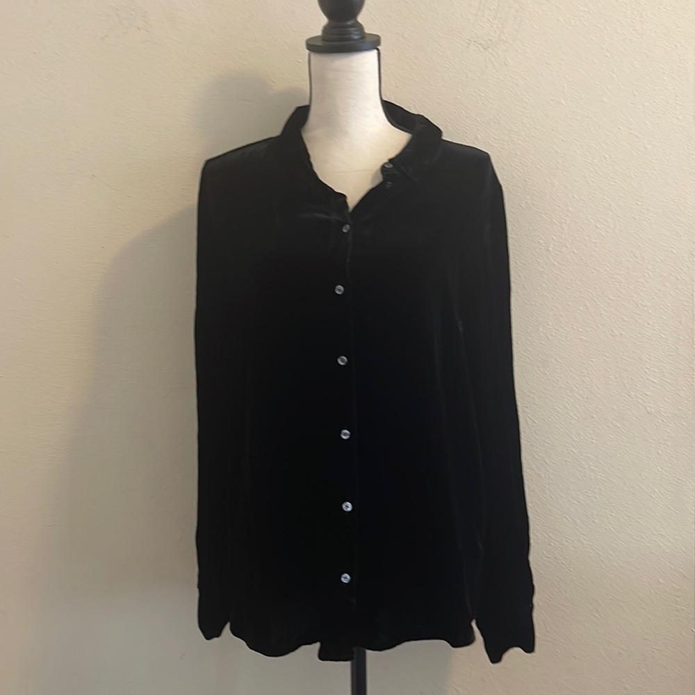 Boden Black Velvet Button Down